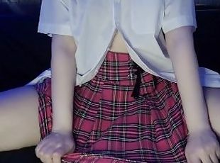 asiático, masturbación, orgasmo, coño-pussy, colegiala-schoolgirl, japonés, universidad, uniforme