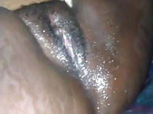 Fat ebony rubs her pussy in front of a webcam