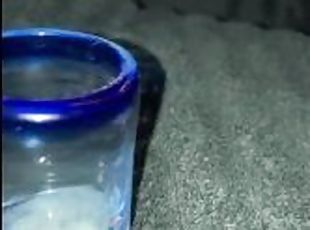 Trying to milk my cum into a shot glass while filming, failed a lit...