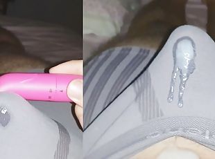Masturbating with TWO vibrators, cumming through underwear, cum in ...