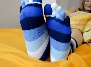 Toe socks wake up tease (sexy soles, foot tease, POV foot worship, ...