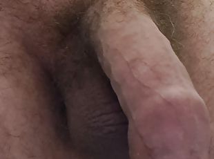 Daddy Bear jerks his fat uncut cock on public toilet with thick cum...