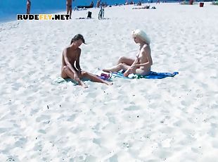 nudist, zunaj, javno, amaterski, najstnice, plaža, mlade18