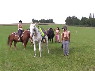 Naughty Susan G and other girls like to ride horses naked