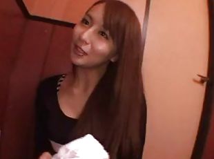 Alluring Japanese babe with long hair being ravished hardcore in cl...