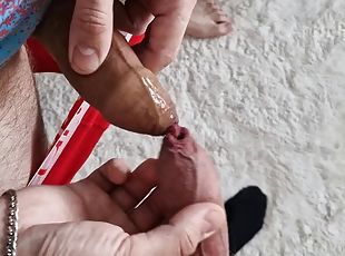 Two foreskins full of semen! Hot powerful cocks with thick cum, pud...