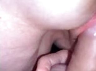 hundestilling, amatør, anal, moden, milf, creampie, par, synsvinkel, sperm, knepning-fucking