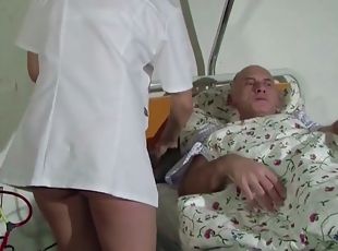 German teen nurse help old men to cum with a fuck