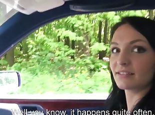 Beautiful hitchhiking eurobabe blows driver