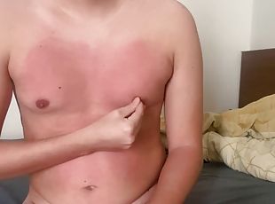 Self spanking on the chest