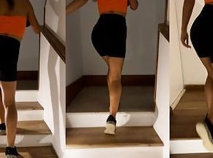 Slutty Assed Minx in Tight Leggings Walking up the Stairs - Nikiand...