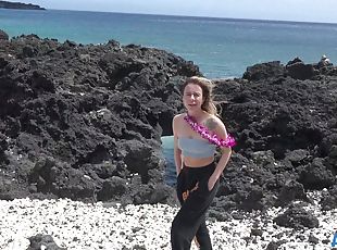 Sweet chick Summer Vixen walks on the beach with her boyfriend