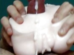 Fat cock cum sticky cream driping from pulsating cockhead after fuc...