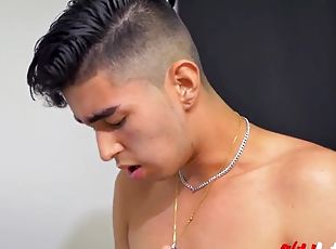 Young Latino Sebas Cruz covers Camilo Browns face with cum for wild...