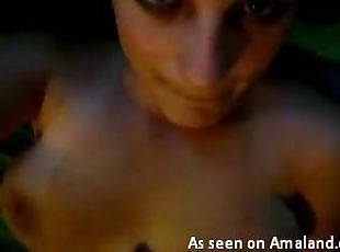 Naked brunette with big tits masturbating on cam