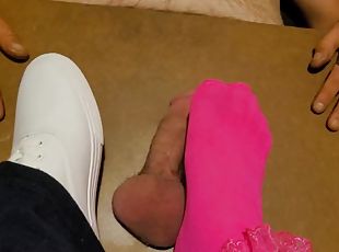 amaterski, žestoko, stopala-feet, crvenokose, fetiš, bijeli, najlon, kurac