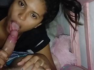 amateur, mamada, chorro-de-corrida, adolescente, latino, tragar, facial, corrida