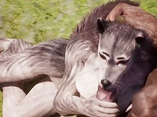 Furry Wolfgirl's holes are Stretched by Large Cock Minotaur Yiff Po...