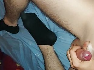 College boy jerking off in black ankle socks! OnlyFans @the-college...