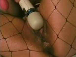 huge mutiple squirts from hardcore toying and magic wand in black f...