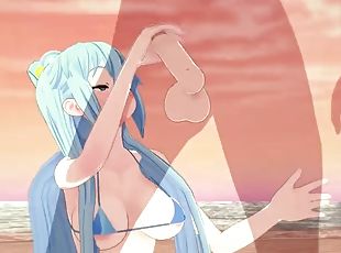 Kono Subarashii Goddes Aqua gets penetrated on the beach