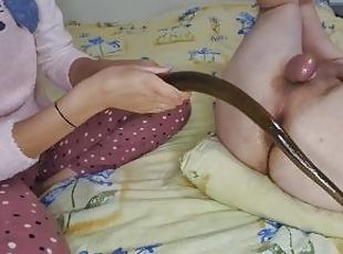 Extreme Toy Anal Insertion. Deep Fucking My Man's Ass With A Huge 4...