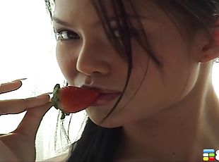 asiatisk, babes, thai, truser, naturlig, fetisj, alene, erting