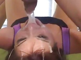 Hot girl gave her partner an awesome massive deep throat blowjob