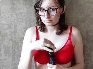 lunettes, masturbation, gode-ceinture, jouet, branlette, black, doigtage, secousses, point-de-vue, maîtresse