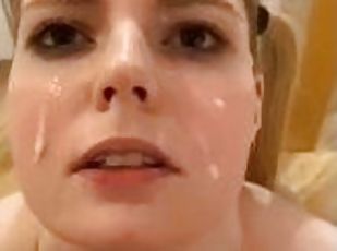 Slave slut gets face slapped, face spitting and crawls for face pis...