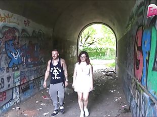 German big boobs teen outdoor threesome