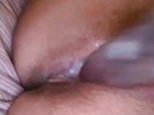 pussy, amatør, tenåring, leke, creampie, dildo, alene