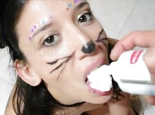 store-pupper, kone, amatør, anal, blowjob, stor-pikk, svelging, ludder, pov, cum