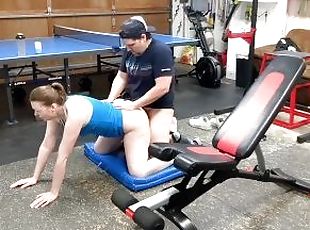 doggy-style, orgasm, amatör, milf, rödhårig, gym, träning