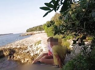 Teen teacher sucks my cock in a public beach in Croatia in front of...