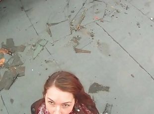 Blowjob on the rooftop from a cute amateur