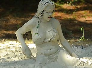 Bikini girl in mud