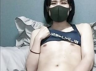 masturbación, transexual, japonés, mona