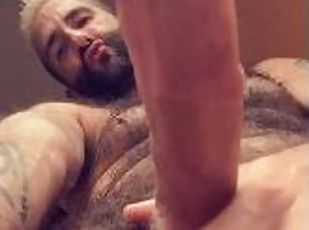 Stroking my hairy cock in front of the window so my neighbors can s...