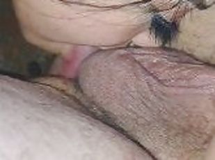 Here is young latina licking my dick and her pussy and ass while na...