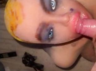 Sloppy bj from ghetto ass sex doll, loud slurp, and is so dirty it’...