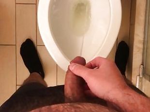 Semi Hard Dick Peeing in my hotel--I get hard at the end [No Orgasm]