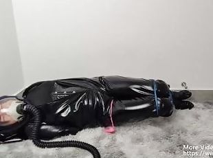 NANA New PVC bodysuit self bondage and gas mask play