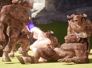 a group of furry minotaurs watch as they fuck two and in the end th...