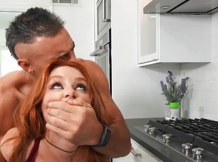 Hardcore fucking in the kitchen with cute redhead Lacy Lennon