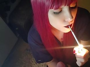 Adorable Alt Girl blowing cigarette smoke on dick POV (full vid on ...