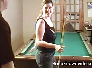 She loses a pool game and has to give up that pussy