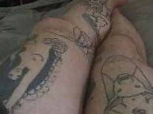 amador, pés, fetiche, sozinho, tatuagem