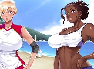 Ebony black slut gets talked into sucking a dick on the beach
