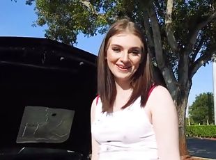 Hot ass brunette maya kendrick hitchhikes and fucks dude in his car